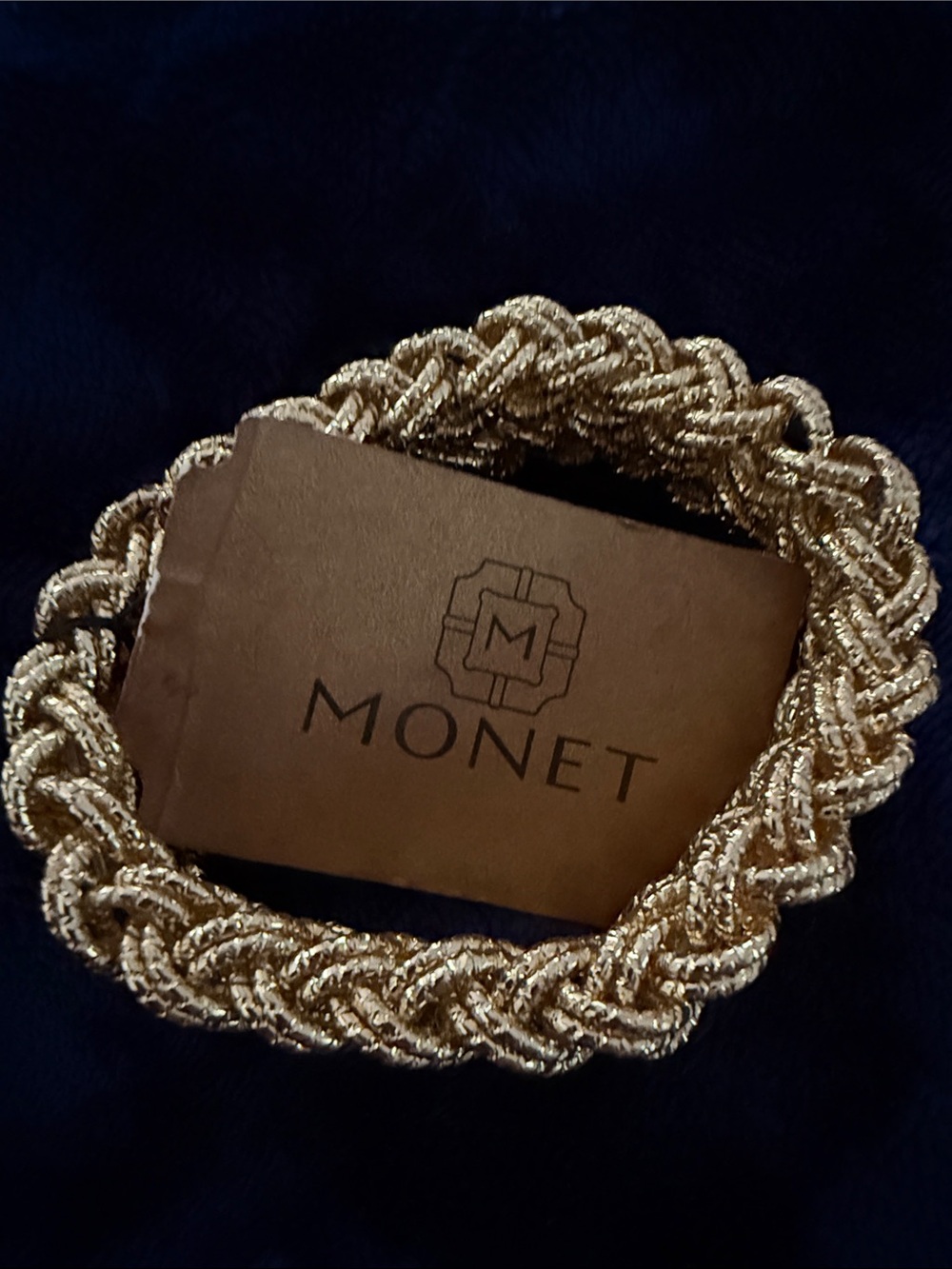 Monet Metallic Gold Braided Stretch Bracelet NWT stretchy will fit 7-8 Inch